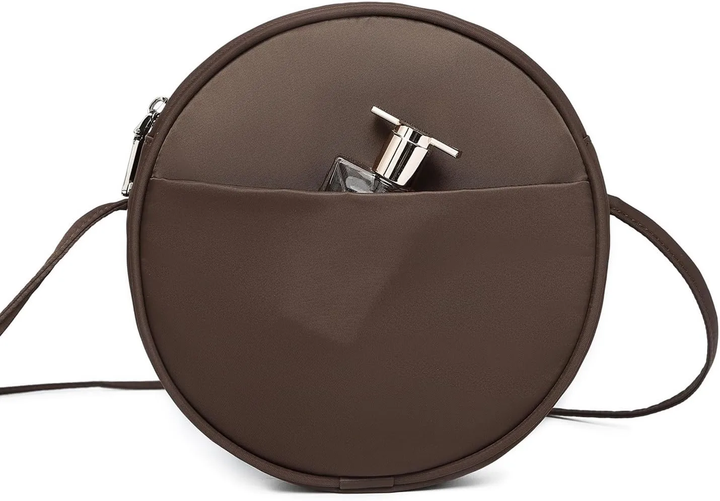 Circle Crossbody Bag for Women NYLON Circle Purse with Zipper Adjustable Knot Shoulder Straps