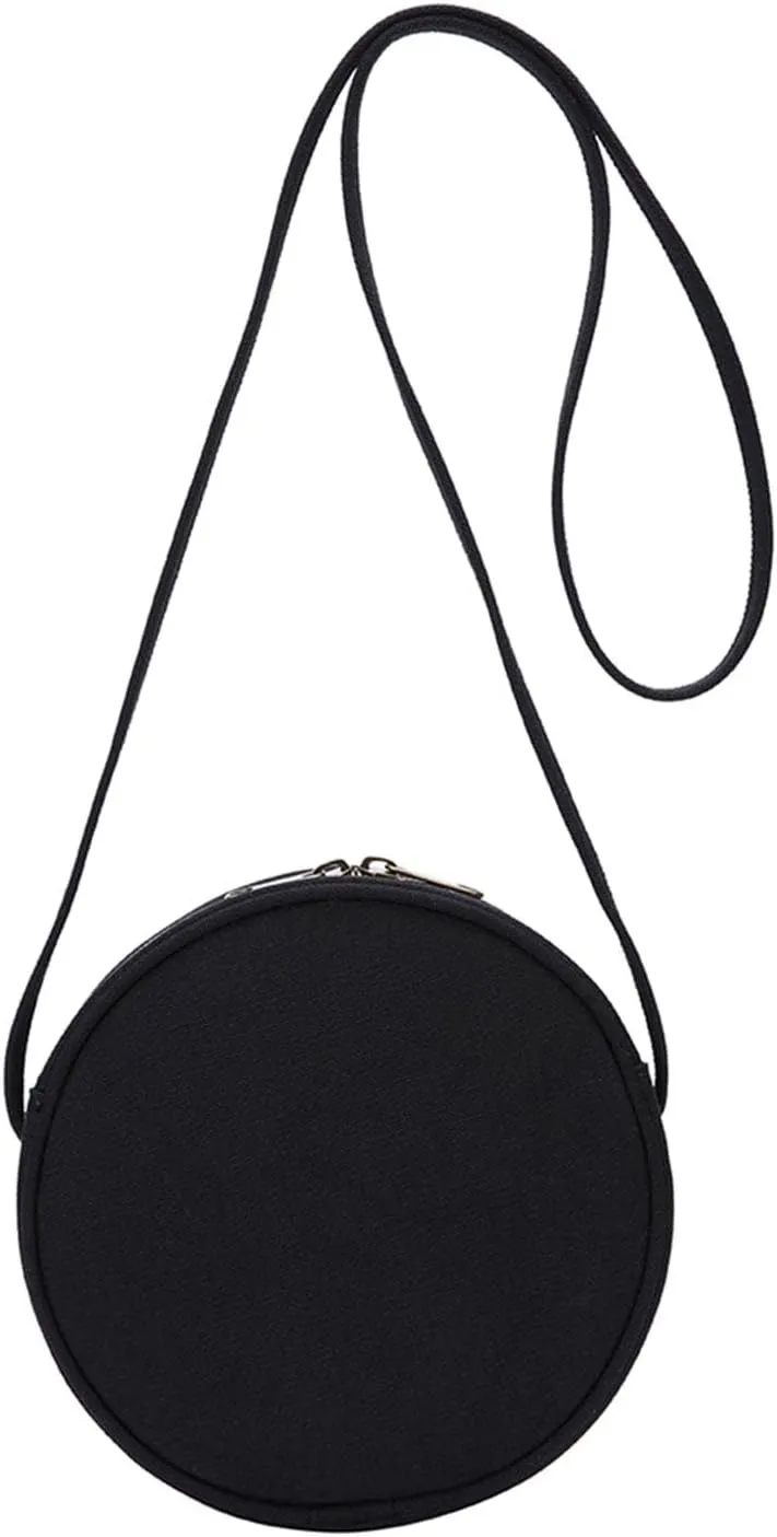 Circle Crossbody Bag for Women NYLON Circle Purse with Zipper Adjustable Knot Shoulder Straps