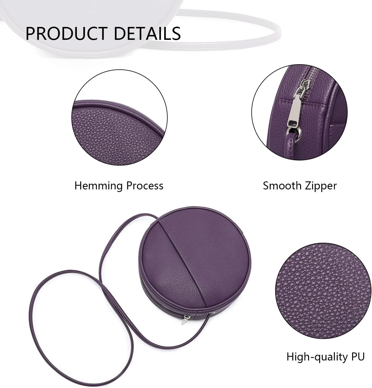 Circle Crossbody Bag for Women NYLON Circle Purse with Zipper Adjustable Knot Shoulder Straps