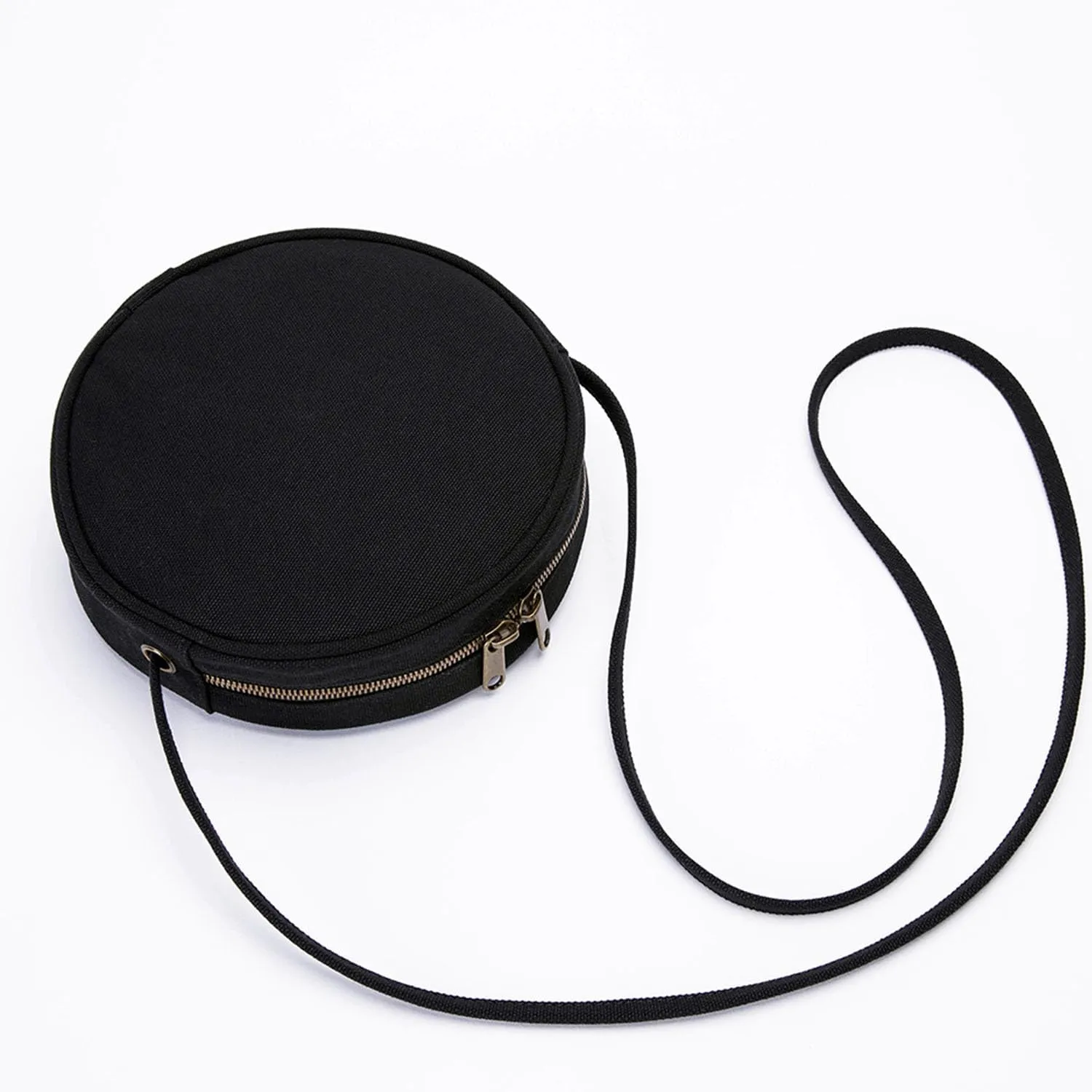 Circle Crossbody Bag for Women NYLON Circle Purse with Zipper Adjustable Knot Shoulder Straps
