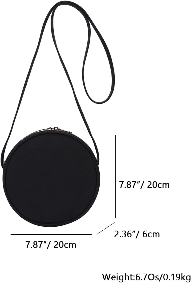 Circle Crossbody Bag for Women NYLON Circle Purse with Zipper Adjustable Knot Shoulder Straps