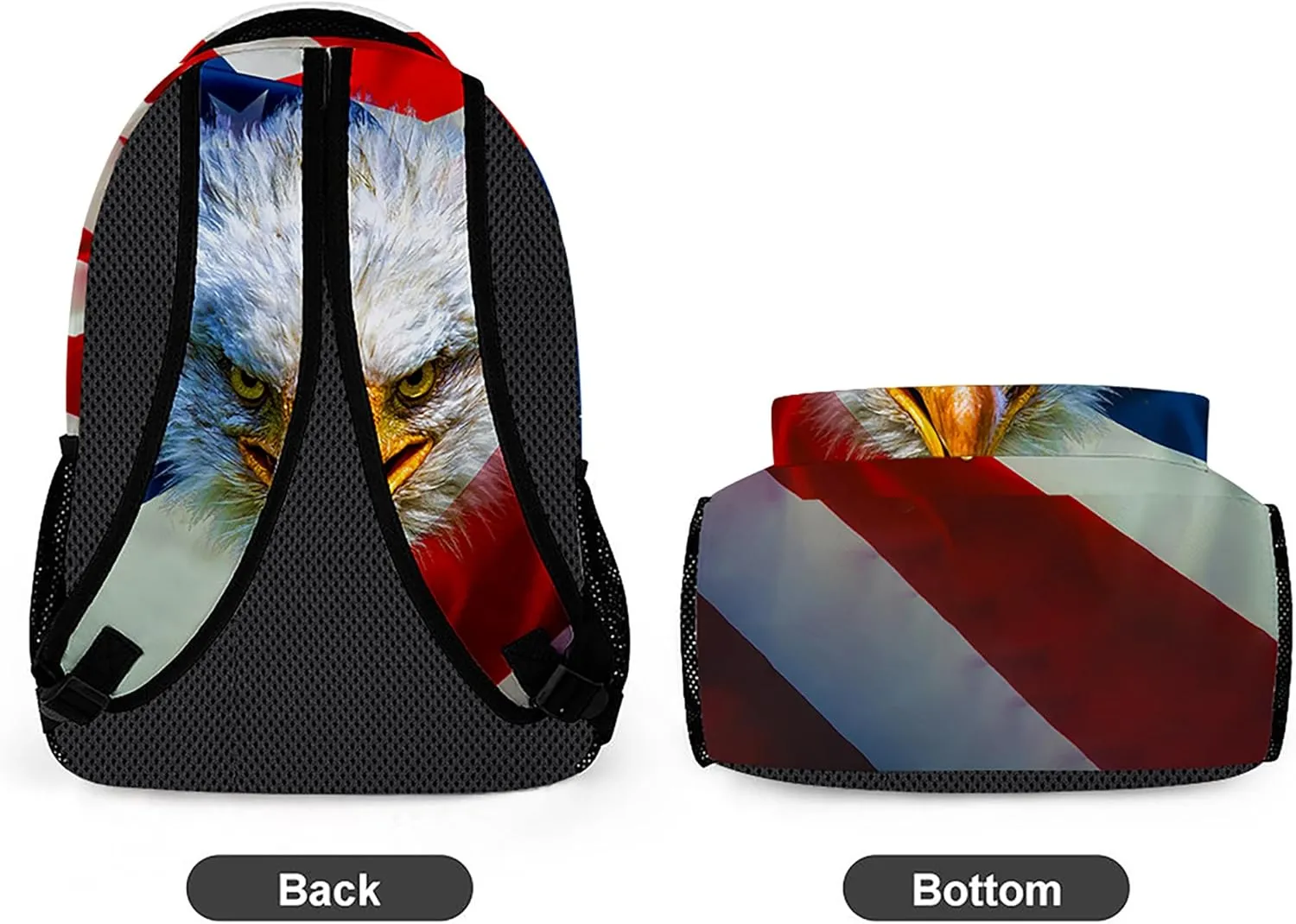 Classic Eagle Backpack, Lightweight Durable Laptop Bag 3D Printed Daypack with Multiple Pockets, Stylish Shoulders Backpack(Eagle & American Flag)