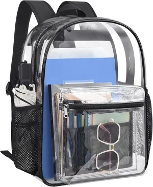 Clear Backpack, Heavy Duty PVC Transparent Backpack, Clear Book Bag,See Through Backpacks for College Concert Travel (Large)