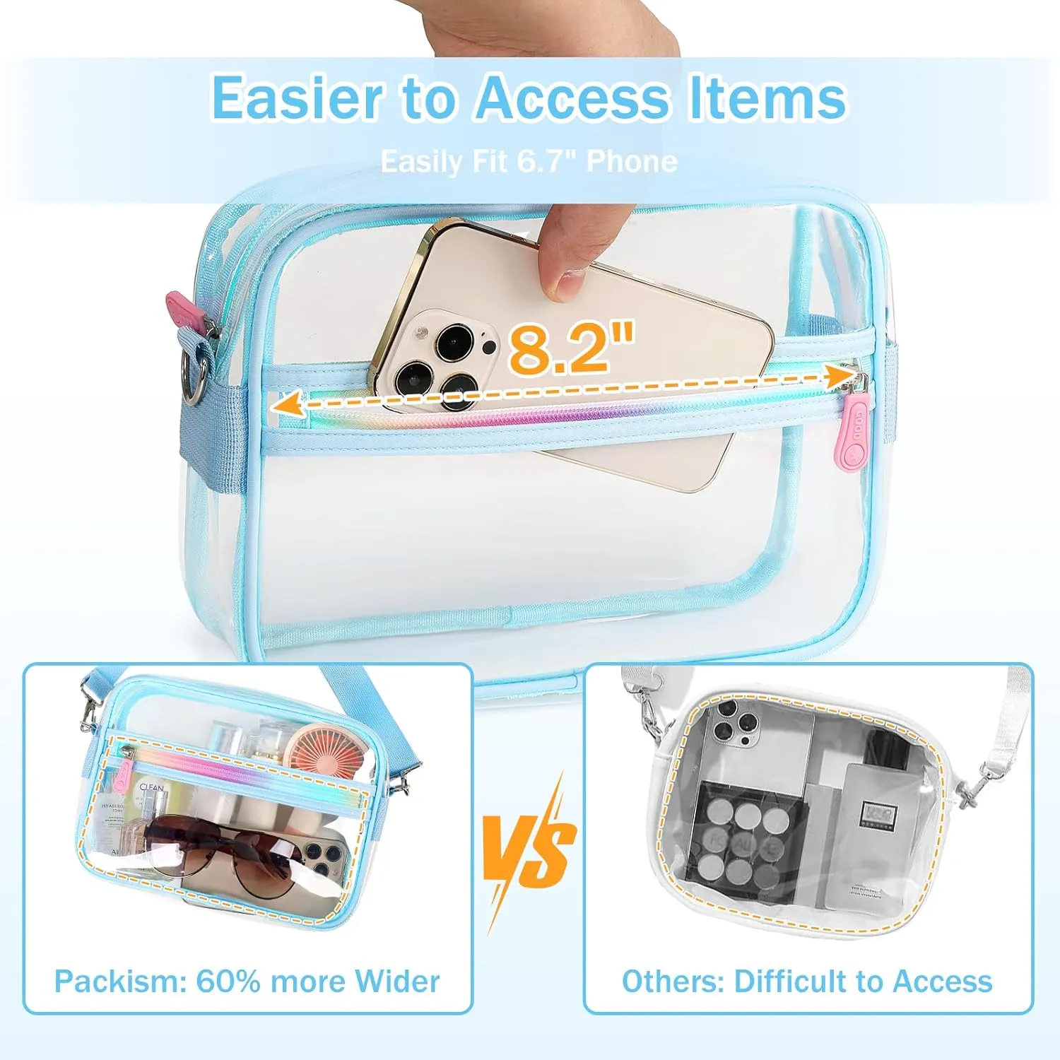 Clear Backpack Heavy Duty Transparent Backpack for School Clear Bags with Wider Shoulder Straps See Through Plastic Bags Sport Events Concert Stadium-Blue 2PCS