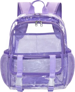 Clear Backpack, Large Clear Bag Stadium Approved Heavy Duty PVC Transparent See Through Backpacks for College,Stadium,Work,Security,Festivall,Light Purple