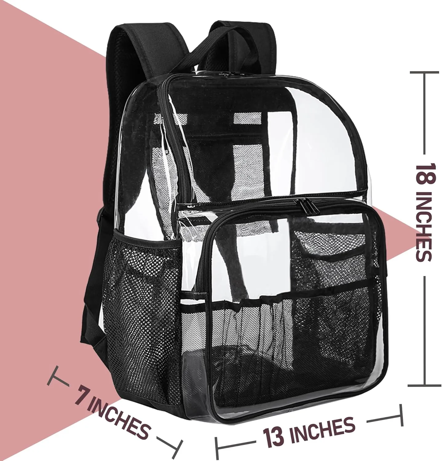 Clear Backpack,See Through Backpack School Approved Heavy Duty Clear Backpack Transparent Bookbag for College Work Travel Security,Light Purple