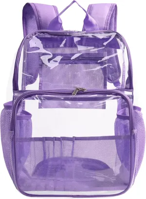 Clear Backpack,See Through Backpack School Approved Heavy Duty Clear Backpack Transparent Bookbag for College Work Travel Security,Light Purple