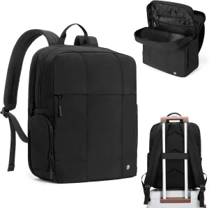CLUCI Quilted Laptop Backpack fits 15.6" Laptop, Travel Backpack for Women, Lightweight Carry on Backpack for Airplanes, Puffy Gym Bag with Shoe Compartment (Black)