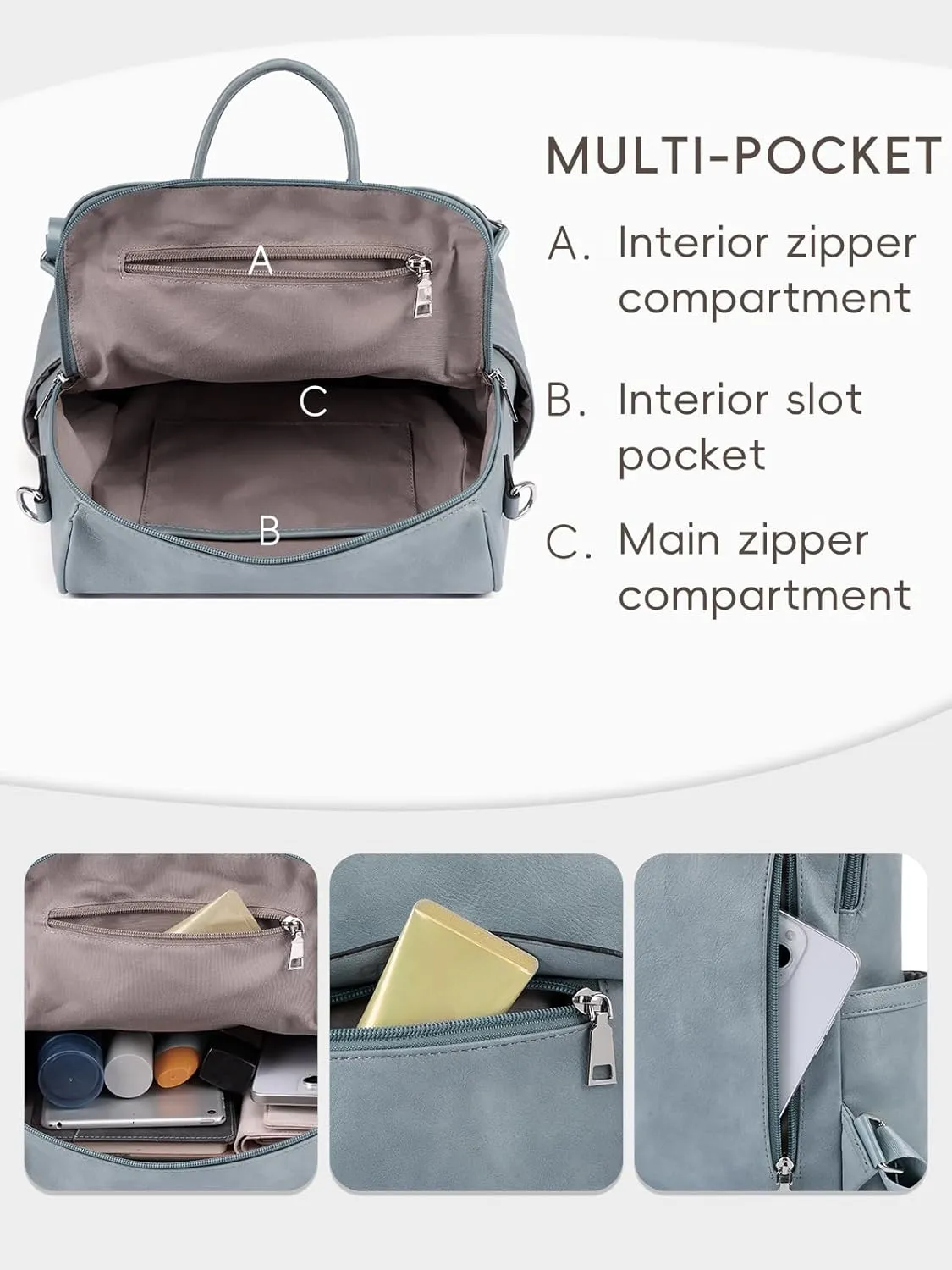 CLUCI Womens Backpack Purse Leather Anti-theft Large Fashion Designer Travel Bag Ladies Shoulder Bags