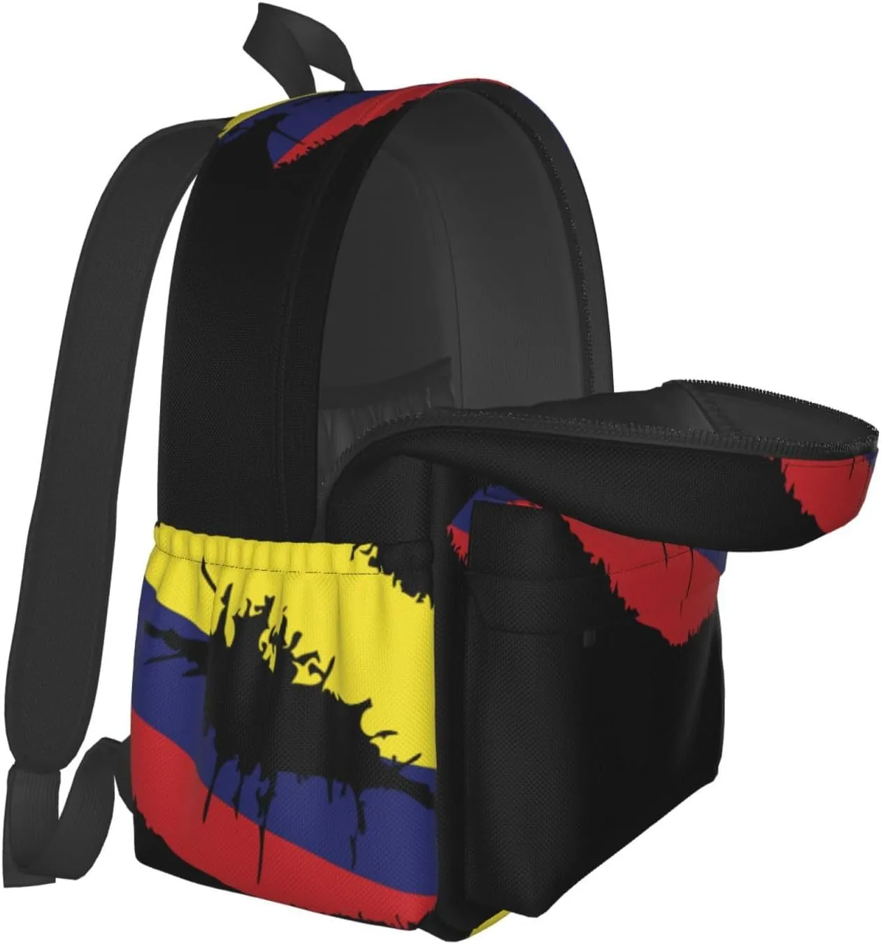 Colombia Flag Lips Colombian Kiss Laptop Commuter Backpack Shoulder Bag Casual Back Pack Daypack Bags With Side Pockets For Work Travel Daily Use