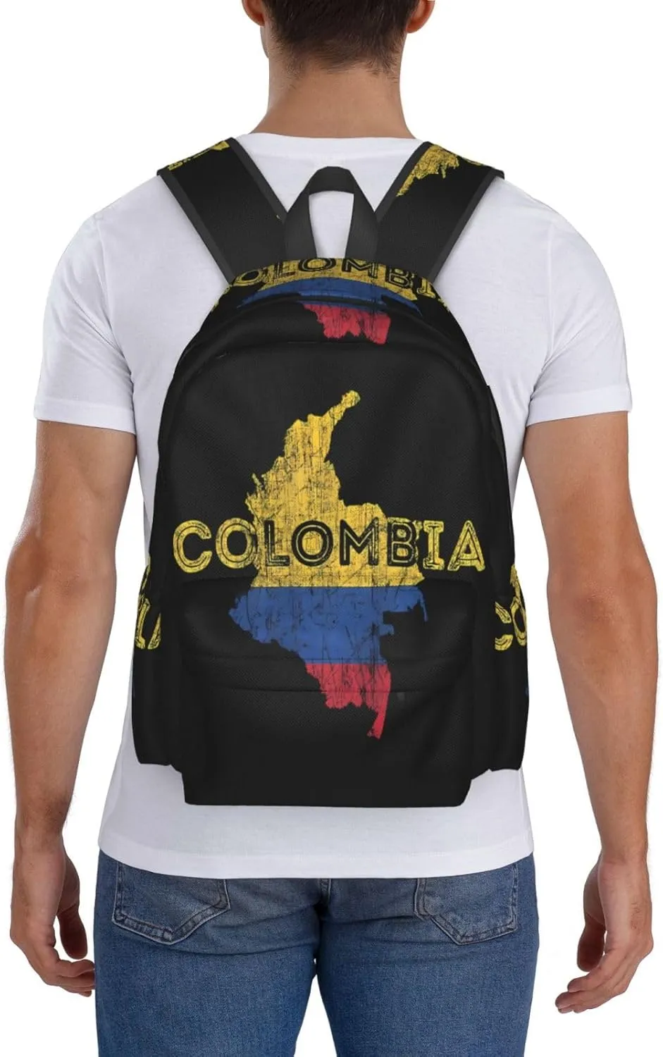 Colombian Map Colombia Flag Laptop Commuter Backpack Shoulder Bag Casual Back Pack Daypack Bags With Side Pockets For Work Travel Daily Use