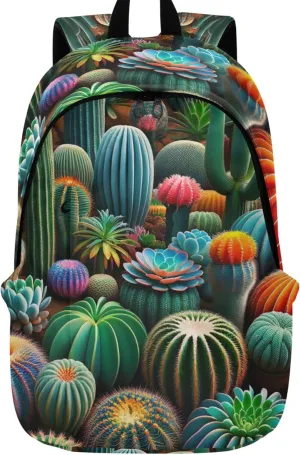 Colorful Succulents Cactus Cool Cute Backpacks for Woman Casual College Bookbag for Teen