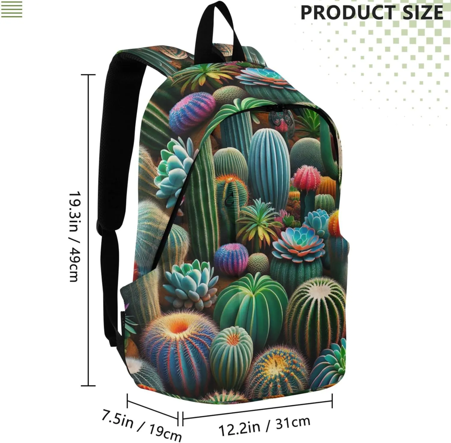 Colorful Succulents Cactus Cool Cute Backpacks for Woman Casual College Bookbag for Teen