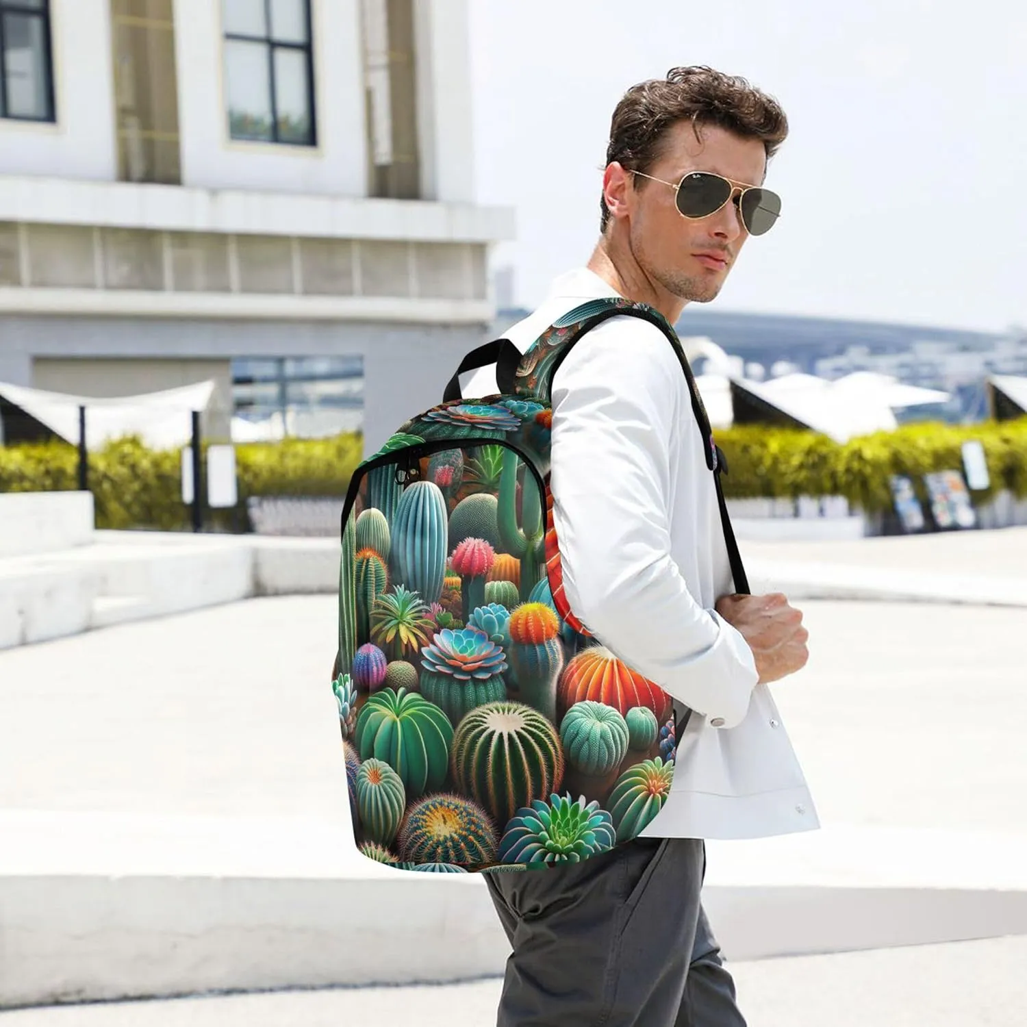 Colorful Succulents Cactus Cool Cute Backpacks for Woman Casual College Bookbag for Teen