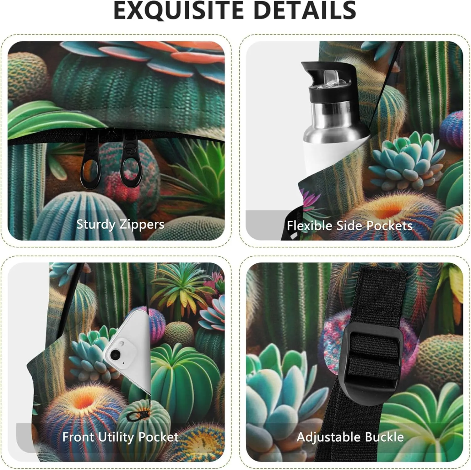 Colorful Succulents Cactus Cool Cute Backpacks for Woman Casual College Bookbag for Teen