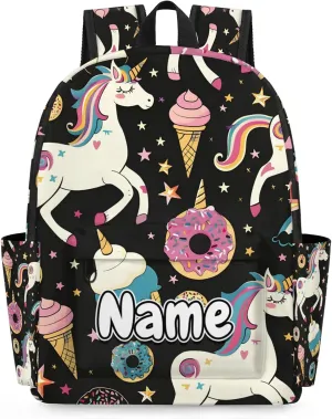 Colorful Unicorn Personalized Backpack Bag with Name Lightweight Custom Shoulder Bags Waterproof Casual Backpacks Travel Laptop Bag 15.1in