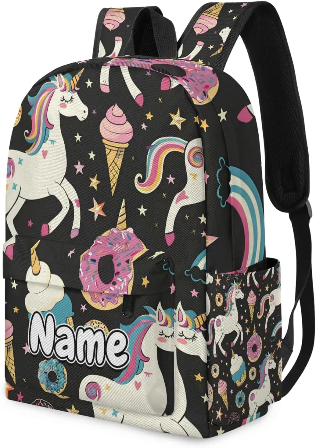 Colorful Unicorn Personalized Backpack Bag with Name Lightweight Custom Shoulder Bags Waterproof Casual Backpacks Travel Laptop Bag 15.1in
