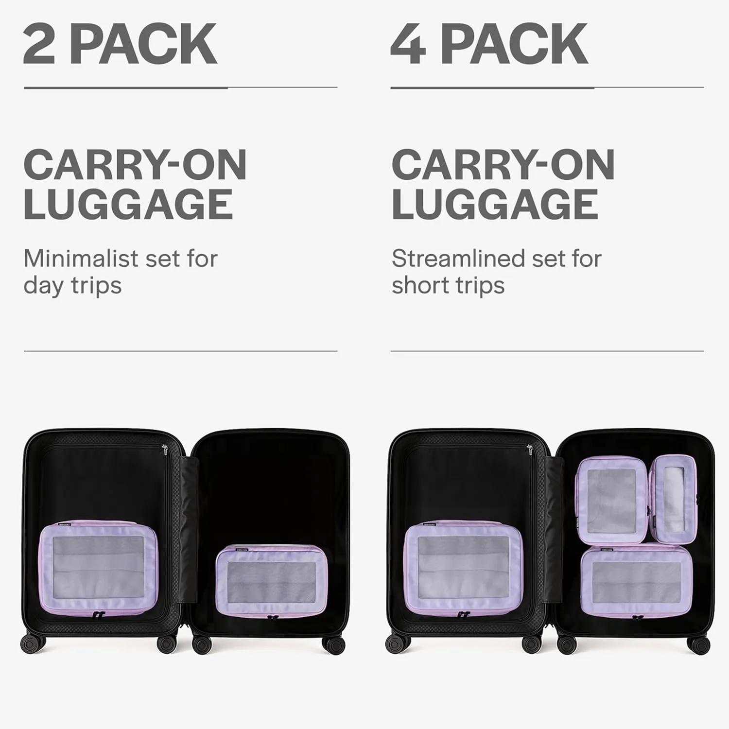 Compression Packing Cubes for Travel - Luggage Organizer Bags - Double Zipper Packing Cubes for Suitcases (2-Pack, Purple)