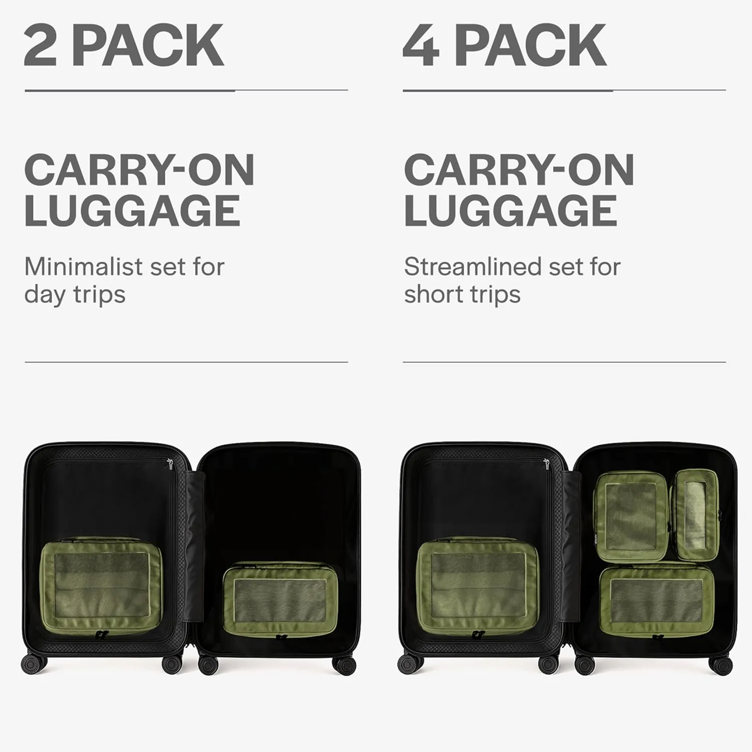 Compression Packing Cubes for Travel - Luggage Organizer Bags - Double Zipper Packing Cubes for Suitcases (4-Pack, Olive)