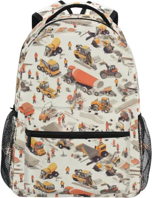 Cool Backpacks for Teens Boys Girls Waterproof Carry On Backpacks with Chest Strap Gift Men & Women Construction Scene Highway Construction Bulldozer