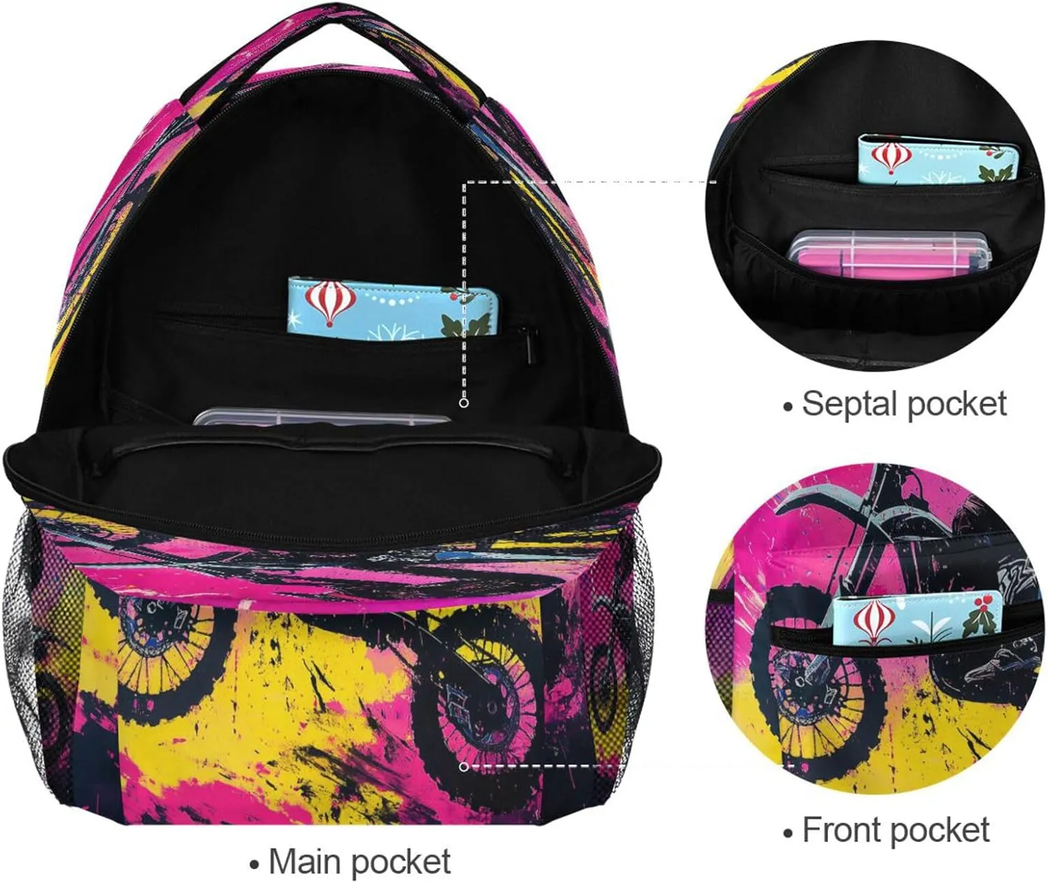 Cool Backpacks for Women Men Fashion Laptop Bookbag with Chest Strap Gift Men & Women Motocross Bike and Lightning