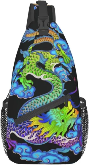 Cool Chinese Dragon Sling Bag,Casual Crossbody Backpack Shoulder Chest Bag for Women Men Travel Hiking Daypack