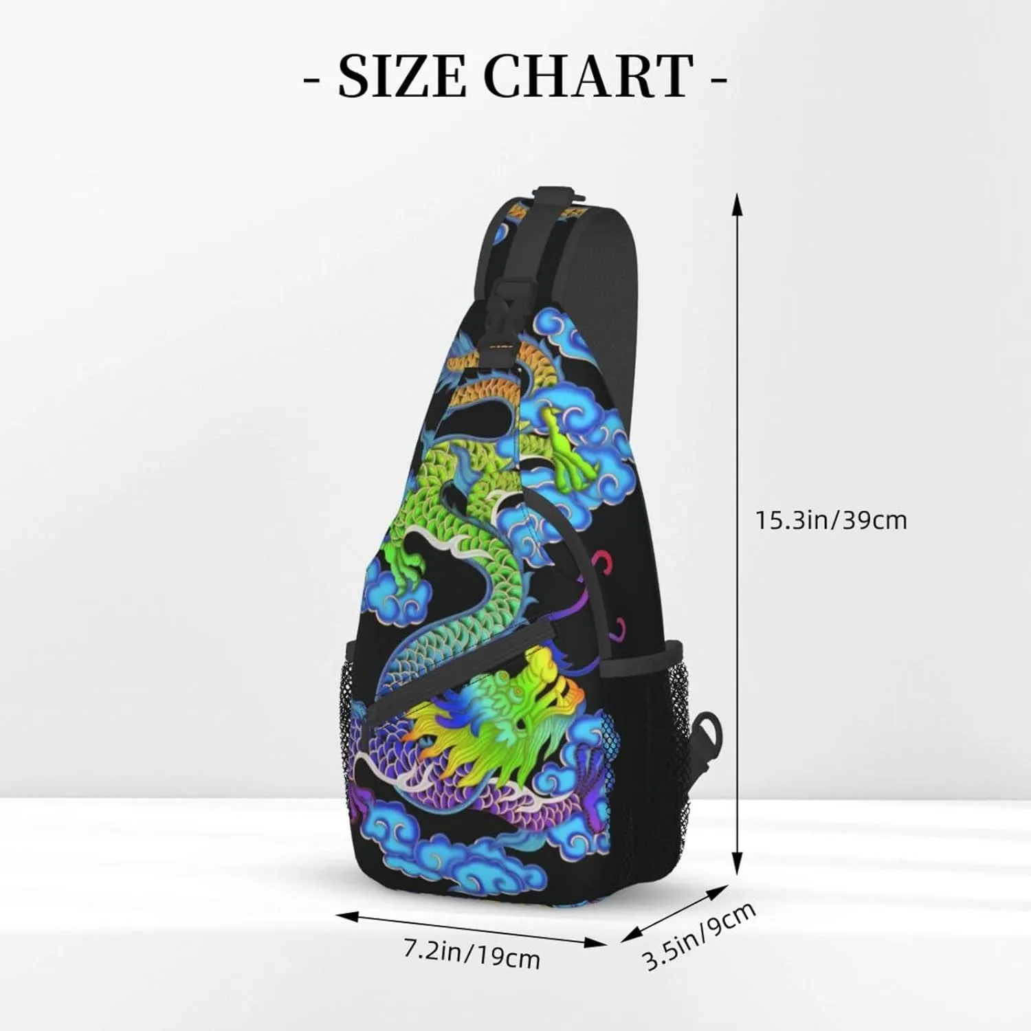 Cool Chinese Dragon Sling Bag,Casual Crossbody Backpack Shoulder Chest Bag for Women Men Travel Hiking Daypack