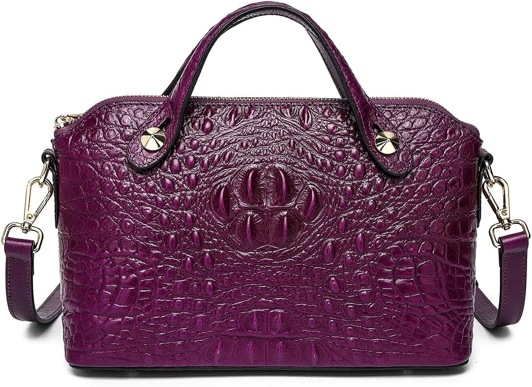 COOLCY Genuine Leather Purses for Women Crocodile Crossbody Small Satchel Bag Designer Shoulder Handbags for Ladies