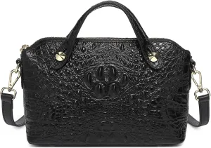 COOLCY Genuine Leather Purses for Women Crocodile Crossbody Small Satchel Bag Designer Shoulder Handbags for Ladies