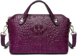 COOLCY Genuine Leather Purses for Women Crocodile Crossbody Small Satchel Bag Designer Shoulder Handbags for Ladies