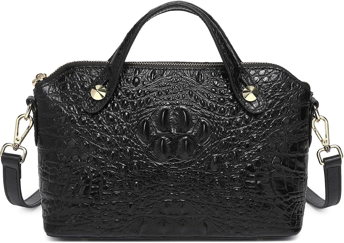 COOLCY Genuine Leather Purses for Women Crocodile Crossbody Small Satchel Bag Designer Shoulder Handbags for Ladies