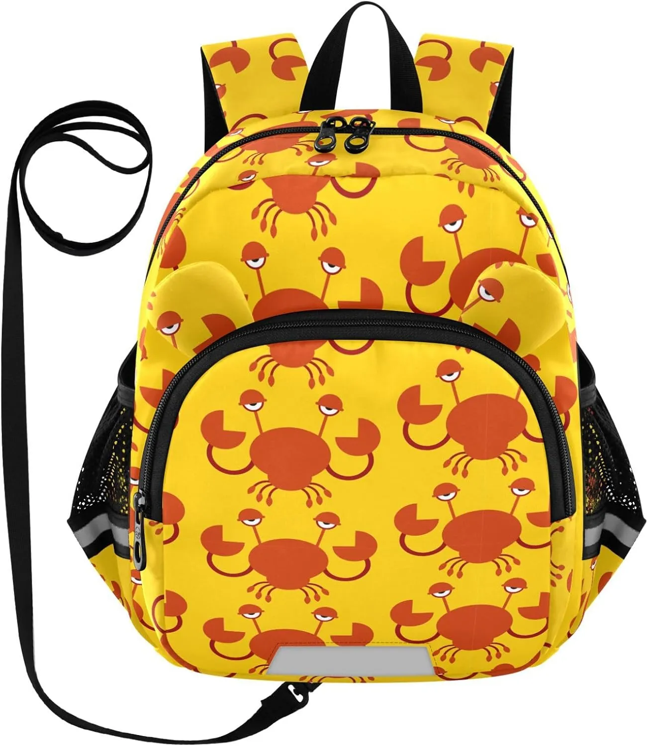 Crab Cartoon Yellow Preschool Backpack Design Cute Daycare Bookbag School Backpack with Traction Rope for Kids 3-6