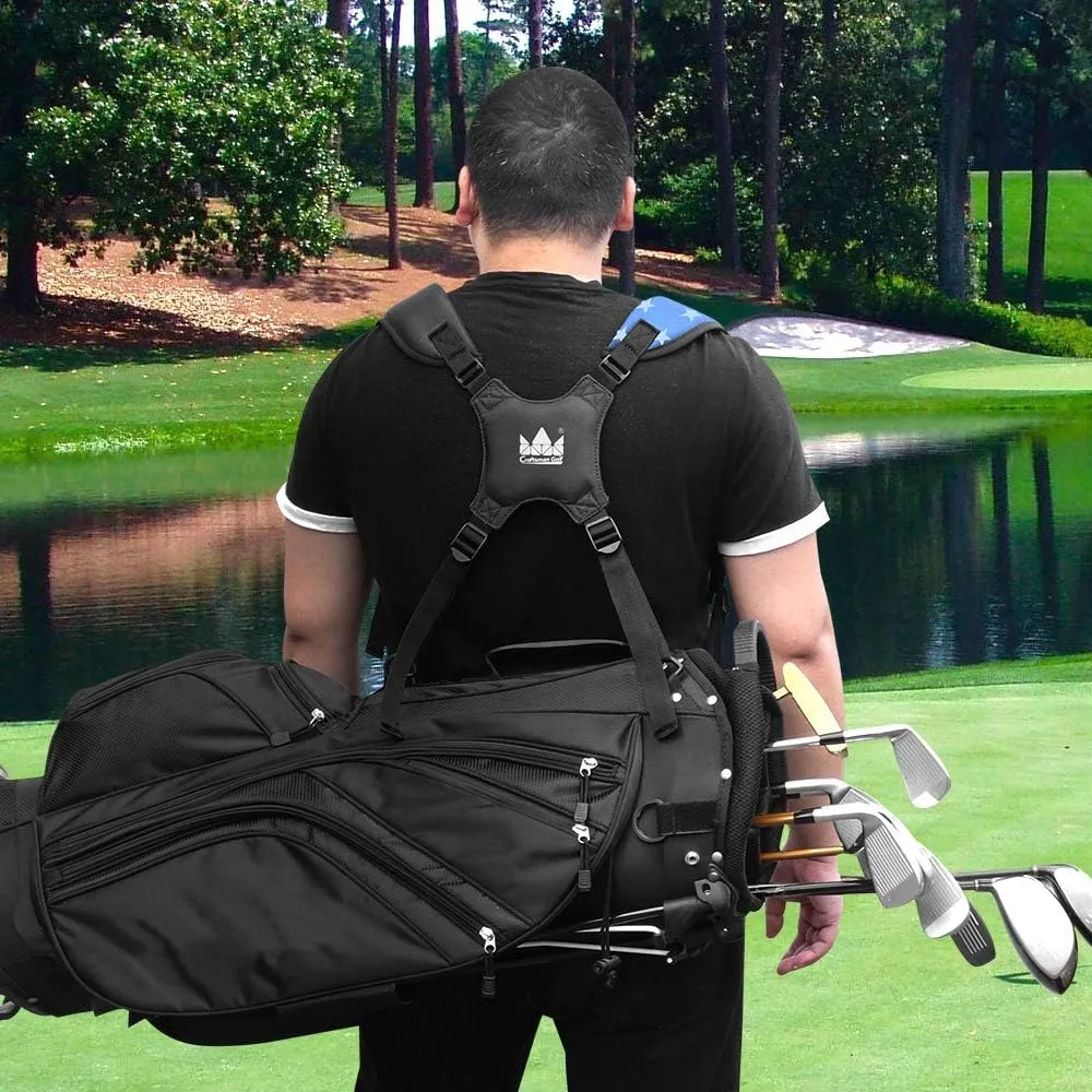 Craftsman Golf Adjustable Waterproof Star Black Blue Golf Bag Backpack Straps Replacement Also for Custom Order with Your Name Stitched