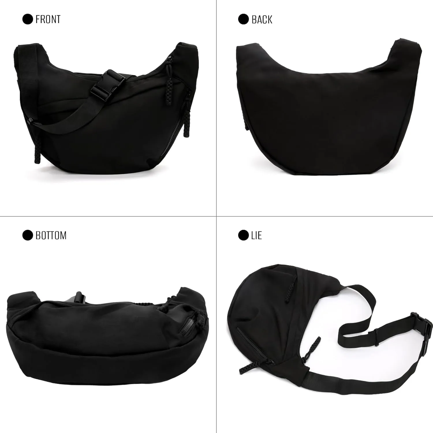 Crescent Crossbody Bags for Women and Men Nylon Luna bag Moon Hobo Purses Slouchy Dumpling Bag Canvas Shoulder Bags
