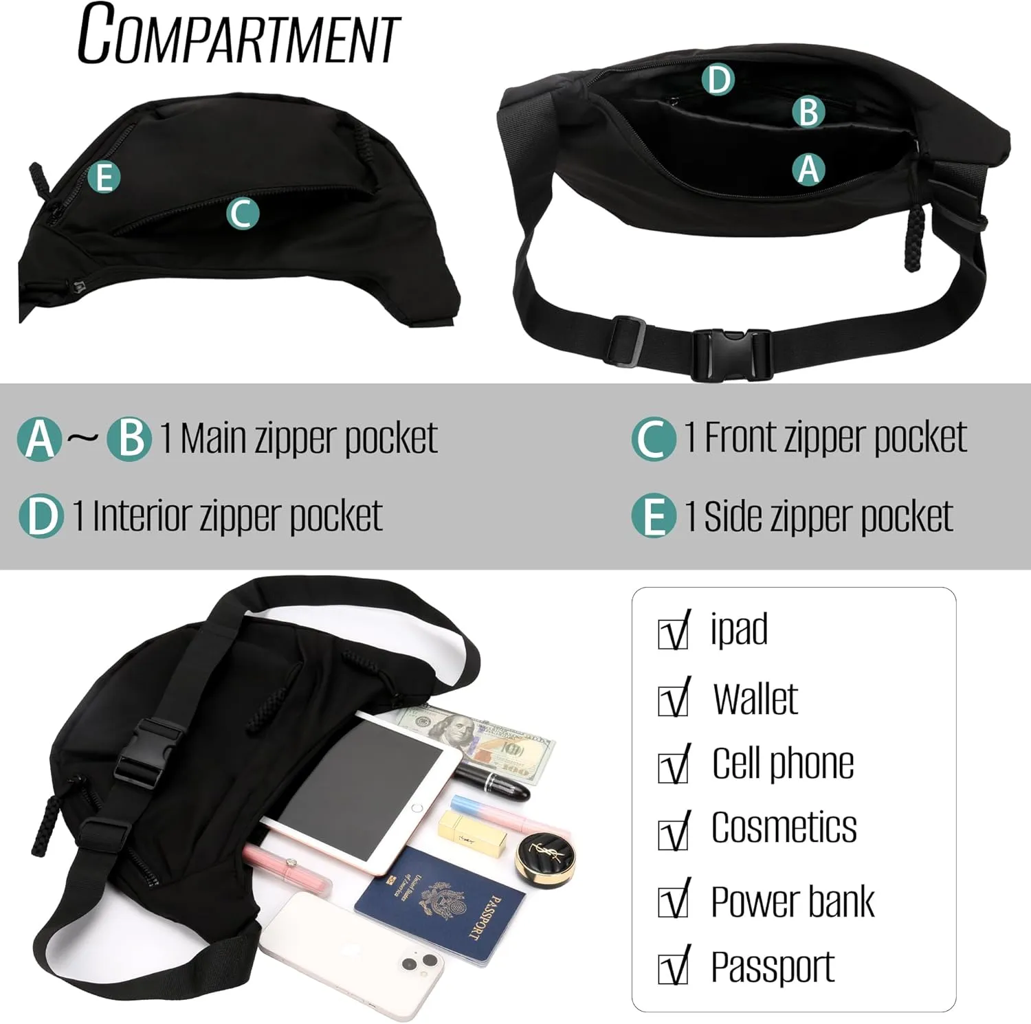 Crescent Crossbody Bags for Women and Men Nylon Luna bag Moon Hobo Purses Slouchy Dumpling Bag Canvas Shoulder Bags