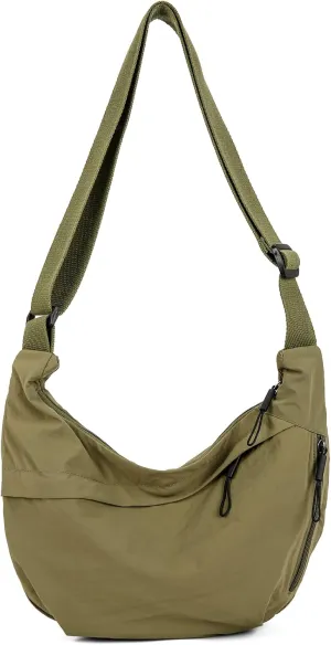 Crescent Crossbody Bags for Women Nylon Slouchy Sling Hobo Bag,Spacious Dumpling Shoulder Handbag Cross Body Purses