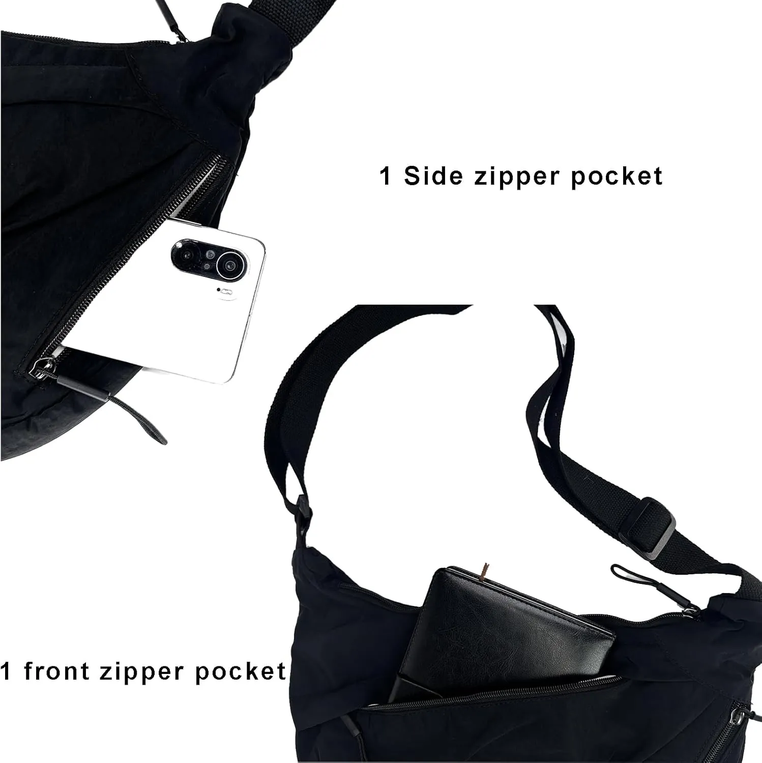 Crescent Crossbody Bags for Women Nylon Slouchy Sling Hobo Bag,Spacious Dumpling Shoulder Handbag Cross Body Purses