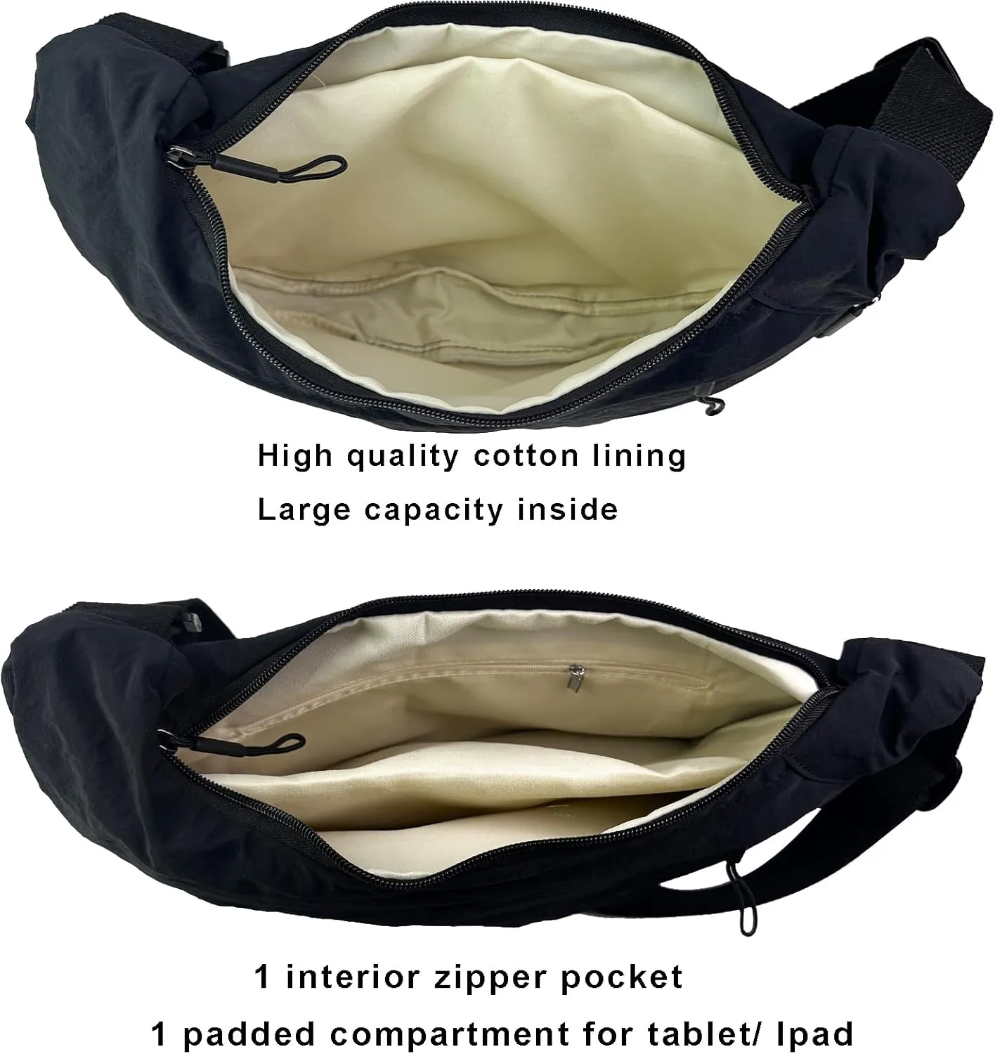 Crescent Crossbody Bags for Women Nylon Slouchy Sling Hobo Bag,Spacious Dumpling Shoulder Handbag Cross Body Purses