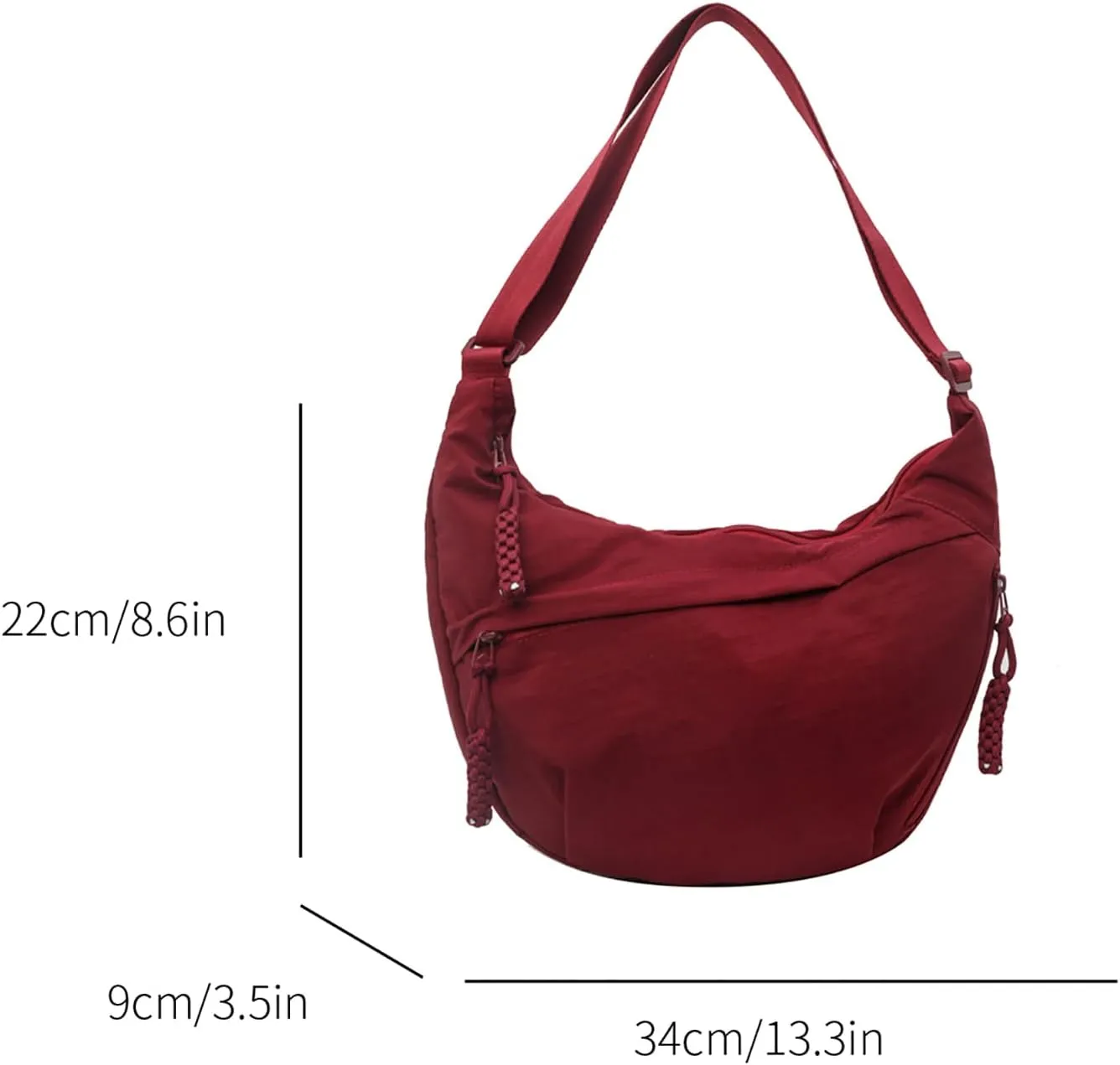 Crescent Crossbody Bags for Women Nylon Slouchy Sling Hobo Bag,Spacious Dumpling Shoulder Handbag Cross Body Purses