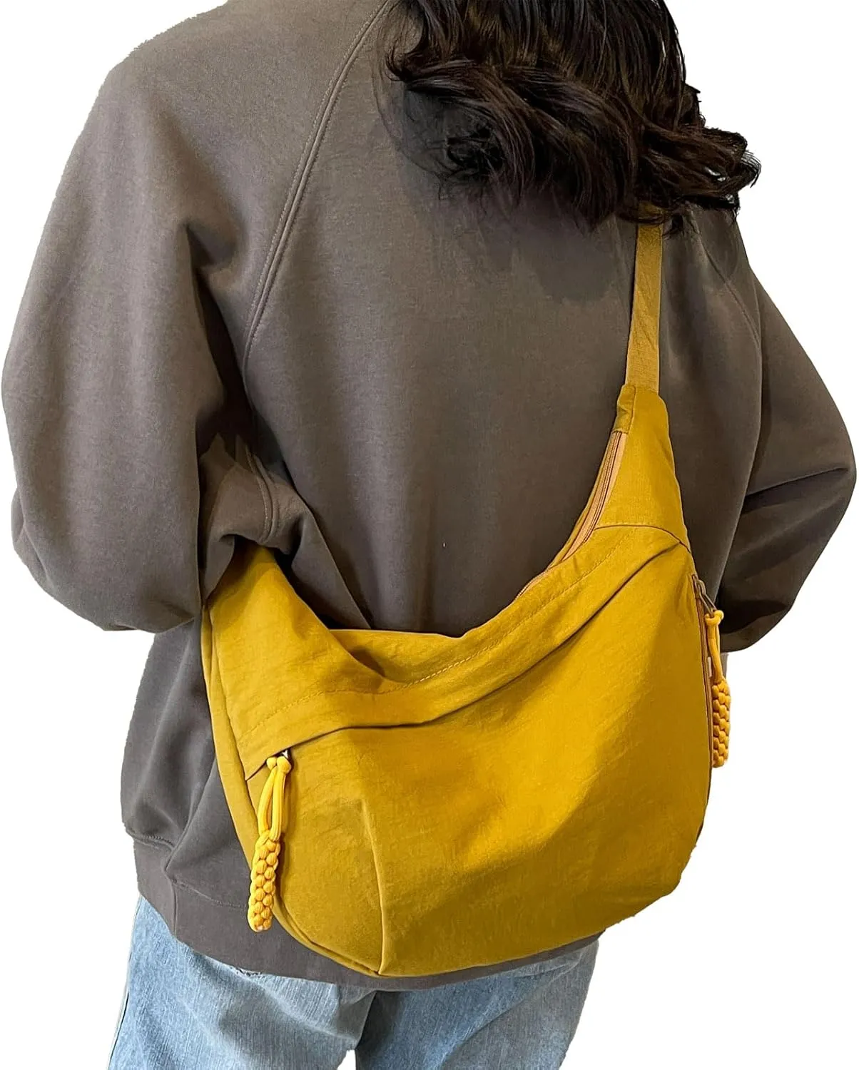 Crescent Crossbody Bags for Women Nylon Slouchy Sling Hobo Bag,Spacious Dumpling Shoulder Handbag Cross Body Purses
