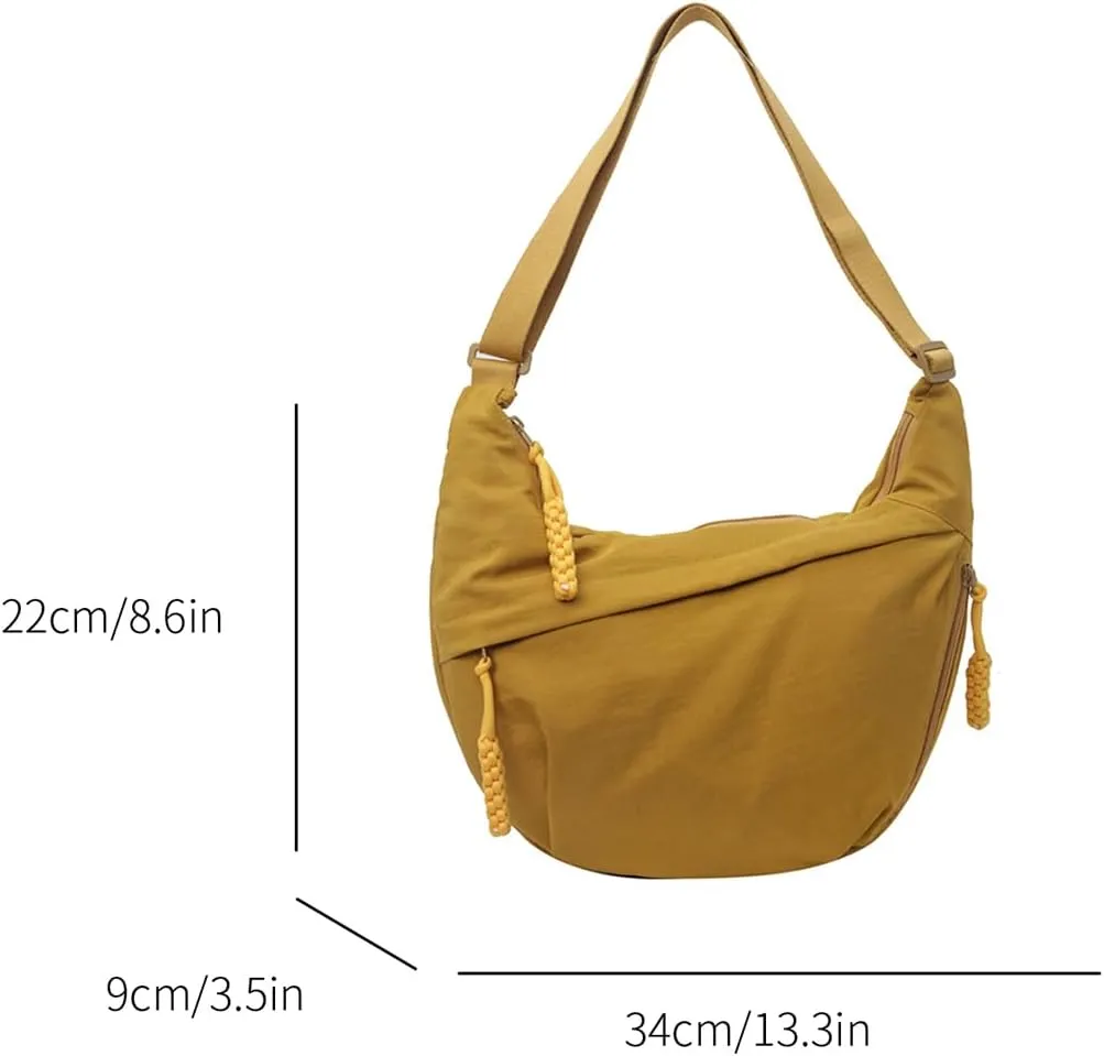 Crescent Crossbody Bags for Women Nylon Slouchy Sling Hobo Bag,Spacious Dumpling Shoulder Handbag Cross Body Purses