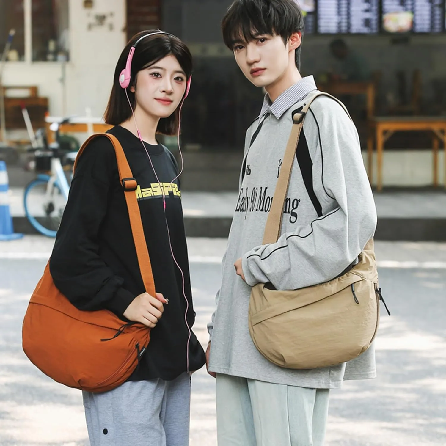 Crescent Crossbody Bags for Women Nylon Slouchy Sling Hobo Bag,Spacious Dumpling Shoulder Handbag Cross Body Purses