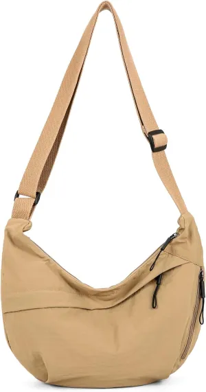 Crescent Crossbody Bags for Women Nylon Slouchy Sling Hobo Bag,Spacious Dumpling Shoulder Handbag Cross Body Purses