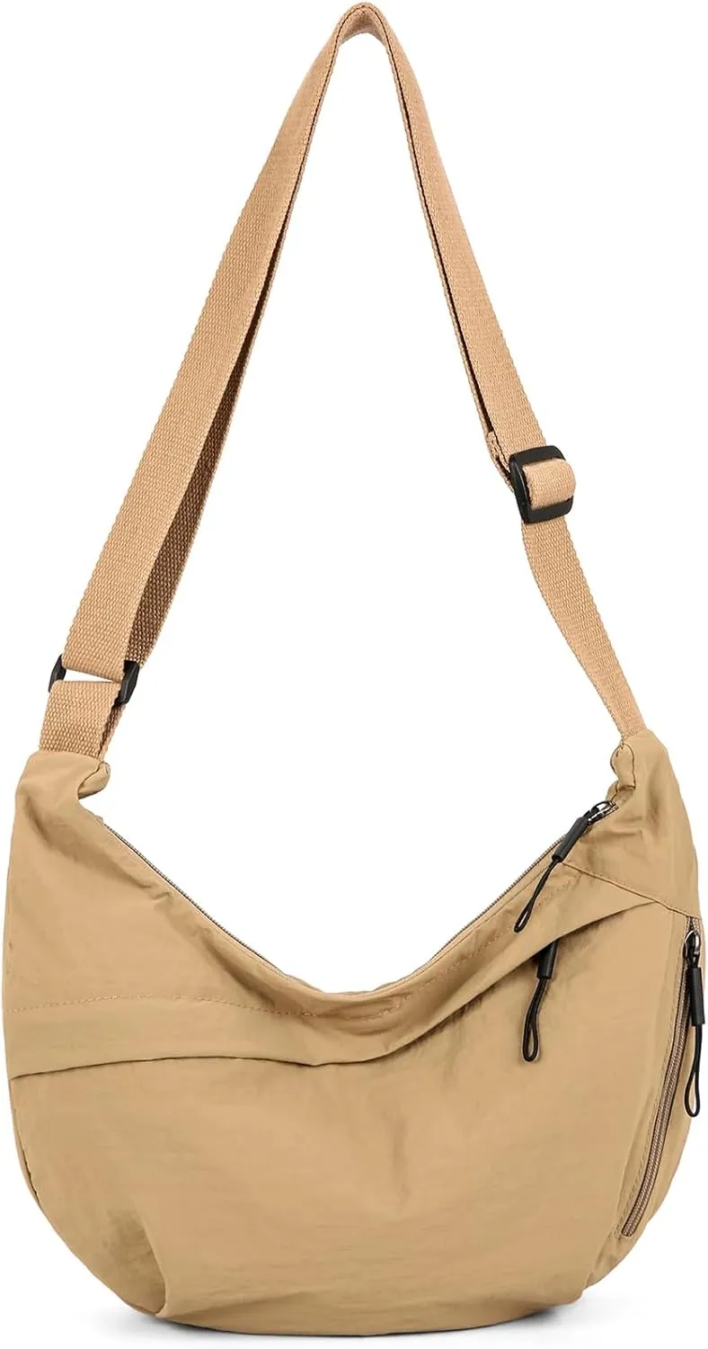 Crescent Crossbody Bags for Women Nylon Slouchy Sling Hobo Bag,Spacious Dumpling Shoulder Handbag Cross Body Purses