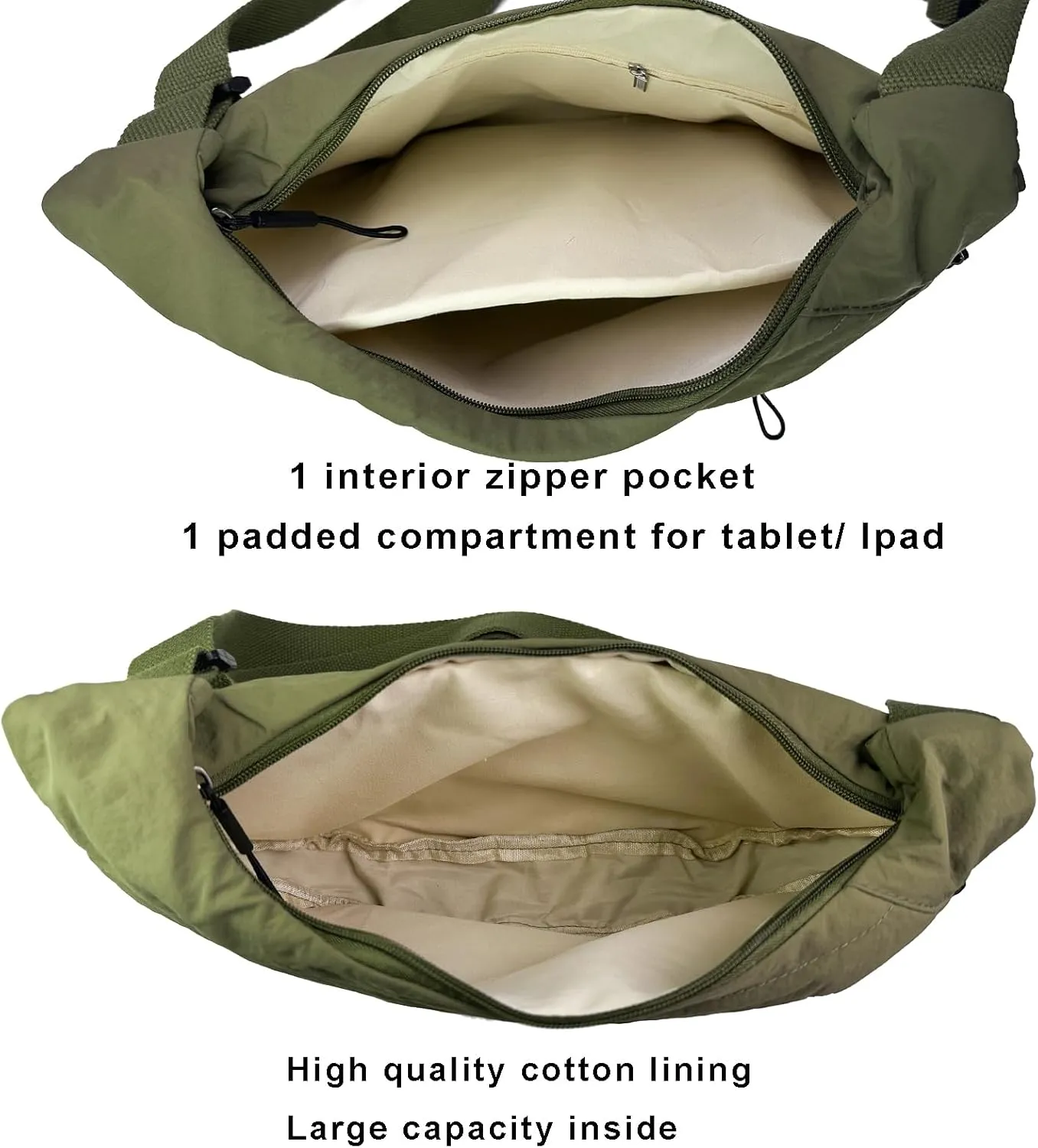Crescent Crossbody Bags for Women Nylon Slouchy Sling Hobo Bag,Spacious Dumpling Shoulder Handbag Cross Body Purses
