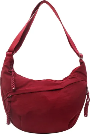 Crescent Crossbody Bags for Women Nylon Slouchy Sling Hobo Bag,Spacious Dumpling Shoulder Handbag Cross Body Purses