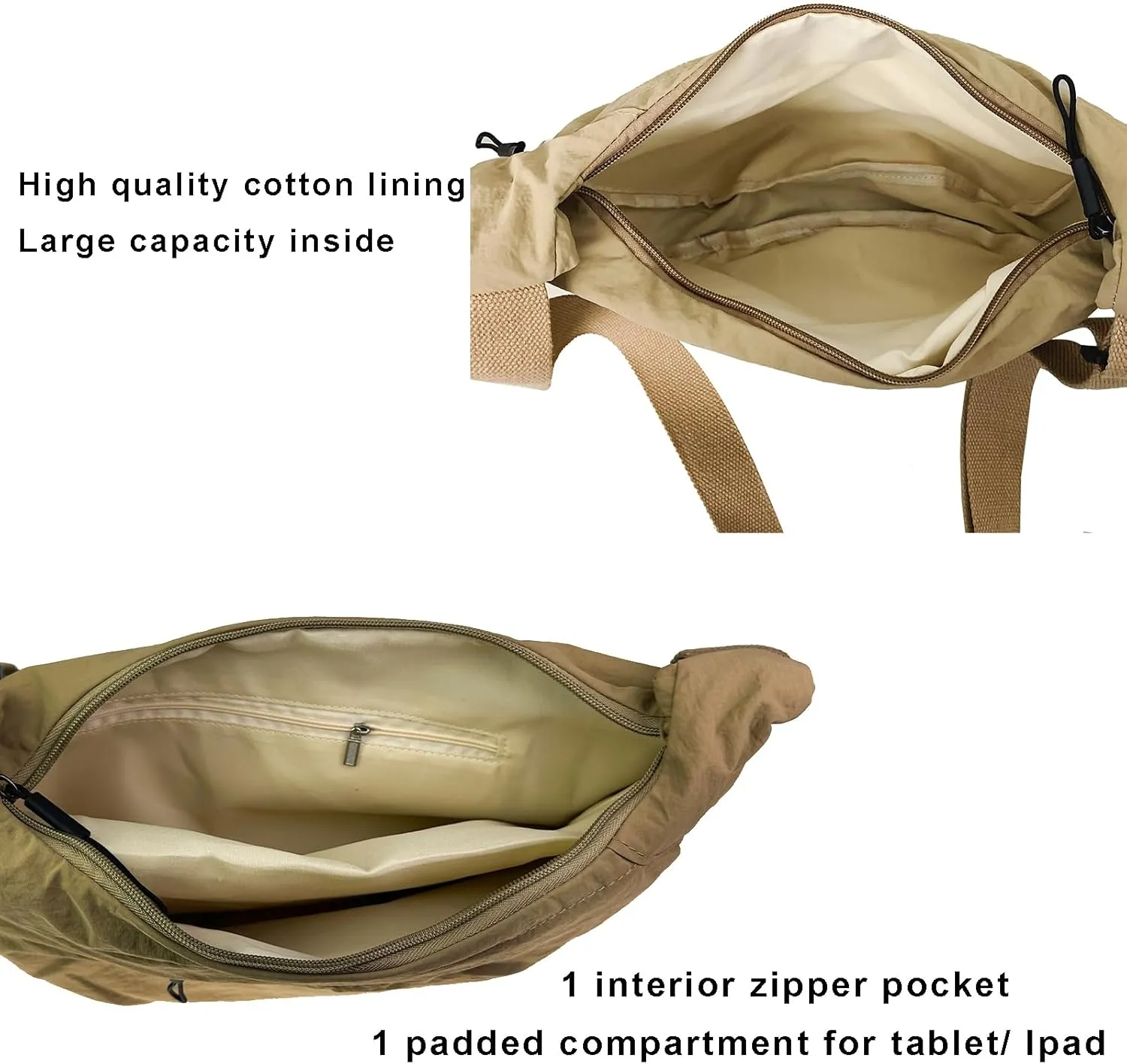 Crescent Crossbody Bags for Women Nylon Slouchy Sling Hobo Bag,Spacious Dumpling Shoulder Handbag Cross Body Purses