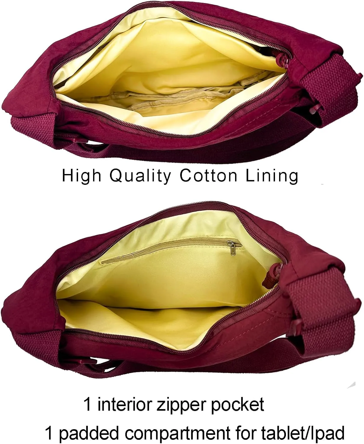 Crescent Crossbody Bags for Women Nylon Slouchy Sling Hobo Bag,Spacious Dumpling Shoulder Handbag Cross Body Purses