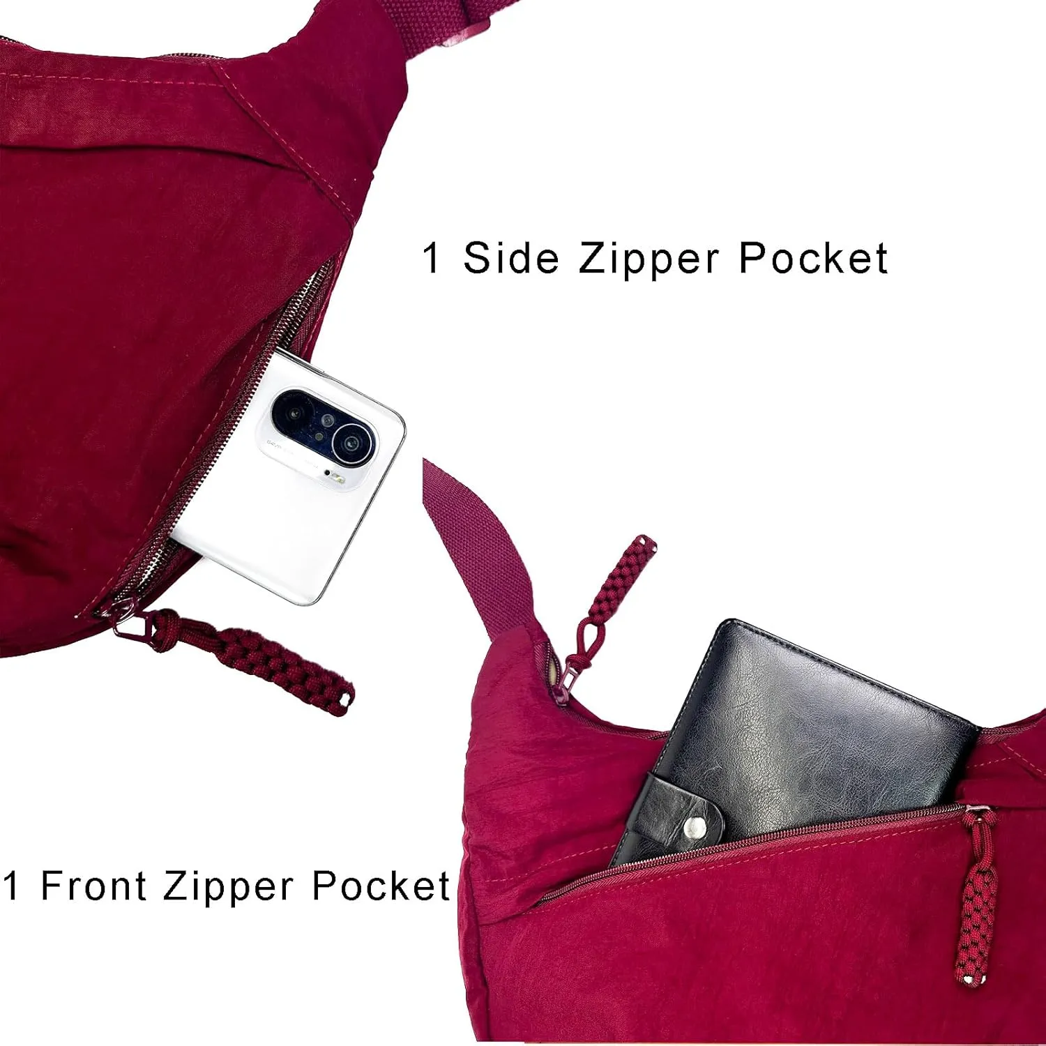 Crescent Crossbody Bags for Women Nylon Slouchy Sling Hobo Bag,Spacious Dumpling Shoulder Handbag Cross Body Purses