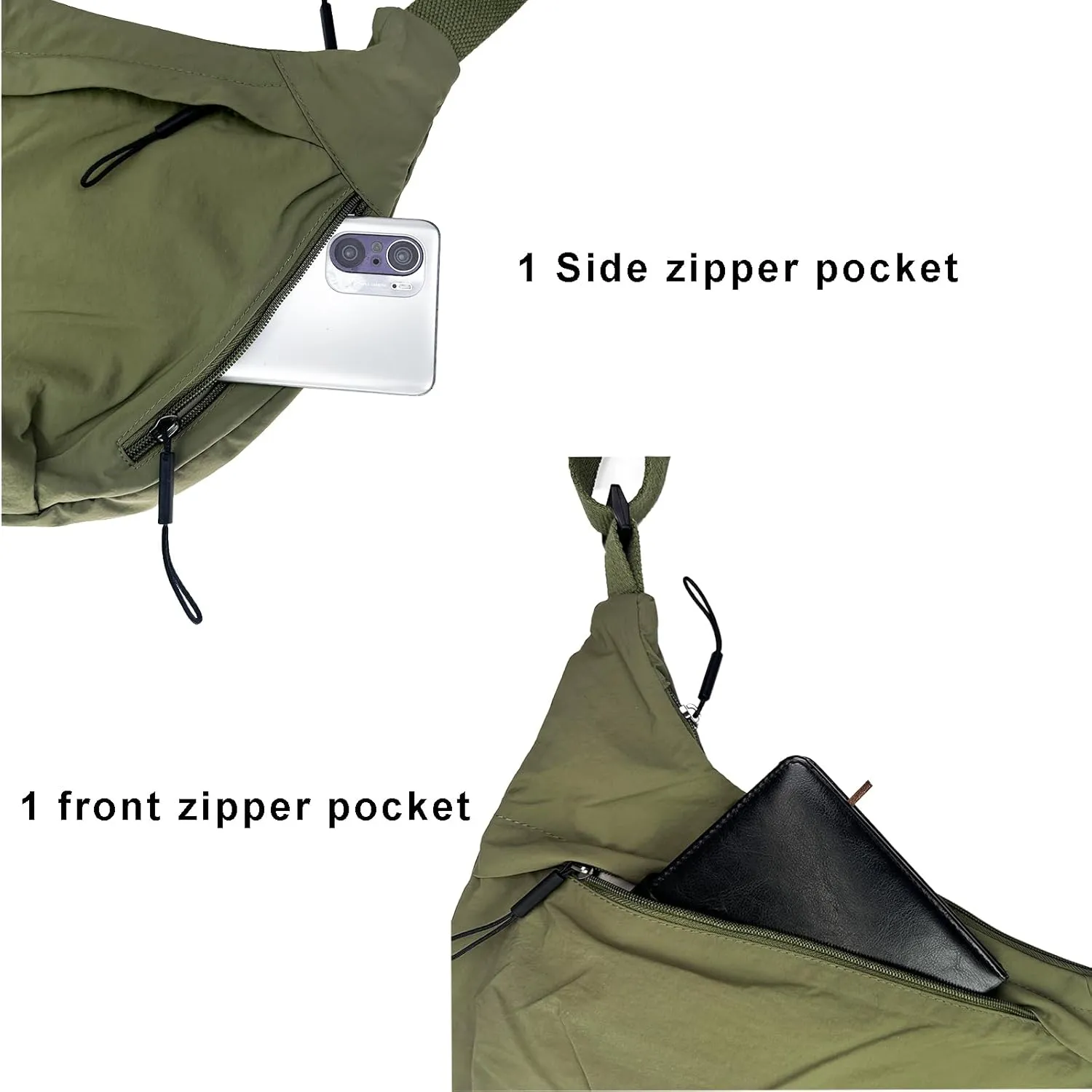 Crescent Crossbody Bags for Women Nylon Slouchy Sling Hobo Bag,Spacious Dumpling Shoulder Handbag Cross Body Purses